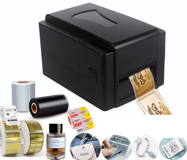 Factory Price Ribbon Label Printer 203-300DPI USB Thermal Transfer Label Printer Print All Kinds of Labels Paper PET PVC so on