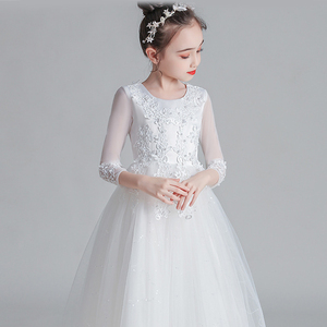 Robe de princesse personnalisée de haute qualité pour filles, à manches longues, en tulle moelleux, pour spectacle, vente en gros - Product Image 1