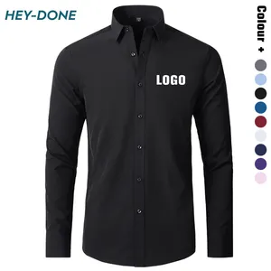 Heydone Factory Custom Vier-Wege-Stretch Plus Size Herren hemden Casual Solid Shirt für Herren Slim Outdoor Working Men Dress Shirts