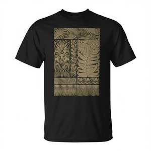 T-shirt vintage à motif de plante botanique Fern pour homme, noir, 100% coton - Product Image 2