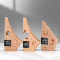 Trophée personnalisé en bois massif pour employés exceptionnels, design étoile, gravé, fabriqué en Chine