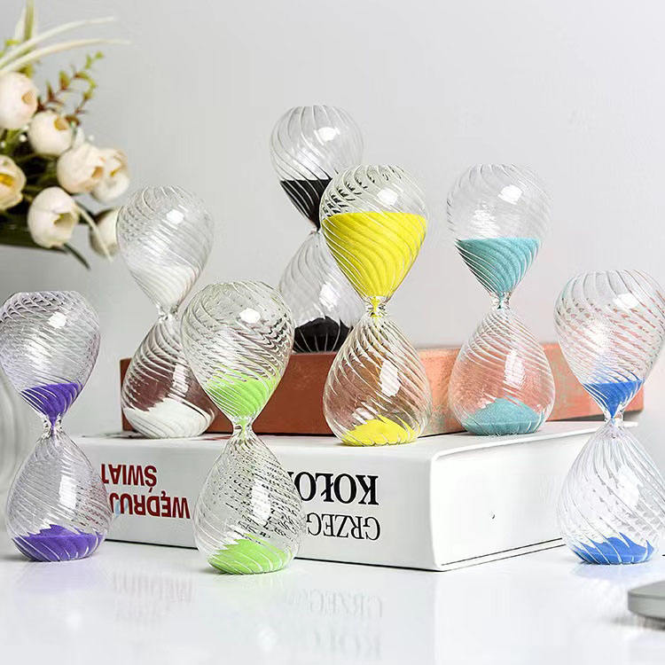Wholesale Modern Transparent Colorful High Borosilicate Glass Eco-friendly Reverse Flowing Hourglass Timer 5-60 Minute Sizes