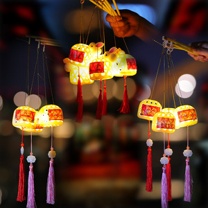 Simulated <b>Bamboo</b> <b>Lantern</b> Round Diy Decoration Chinese New Year Antique Style Flashing Light Children Street Stall Toy - Product Image 3