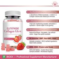 Biolex Glutathione Collagen Complex Gummies pour l'éclat quotidien de la peau et le bien-être, végétalien, sans sucre, 60 unités, marque privée OEM
