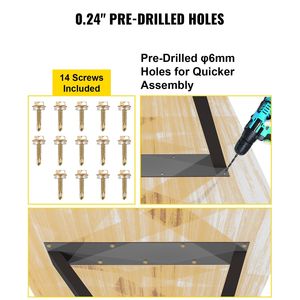 Patas de Banco de escritorio en forma de Z de Metal de 28x18 pulgadas, patas de mesa de centro de hierro forjado de alta resistencia, protectores de suelo de goma, acabado mate para el hogar - Product Image 6