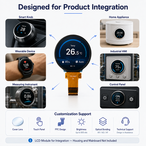 Module d'affichage LCD TFT rond de 1,28 1,45 1,8 2,1 2,8 3,4 4,0 pouces 480x480 720x720 MIPI RGB SPI QSPI avec option tactile capacitive - Product Image 5