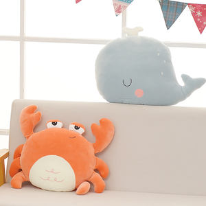Almohada de Peluche de León de Anime, Adorable Almohada de Peluche de Cangrejo y <span class=keywords><strong>Ballena</strong></span>, Almohada de Peluche <span class=keywords><strong>Kawaii</strong></span> para Decoración de Habitaciones, Regalos - Product Image 4