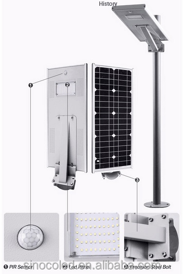 Panel solar con batería integrada luz LED 60W todo en una luz de calle solar jardín luz con sensor de movimiento cámara