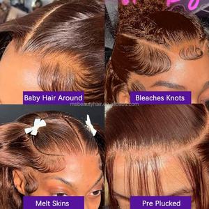 Perruques en dentelle frontale 13x6 HD, cheveux humains, sans colle, cheveux humains, prêtes à porter, cheveux indiens bruts, cuticules alignées, perruques pour femmes noires - Product Image 3