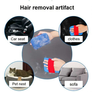 Gant anti-poils pour animaux de compagnie, brosse unidirectionnelle en polyester bleu royal pour propriétaires de chats et chiens, outil de nettoyage anti-peluches - Product Image 4