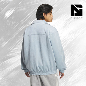 Adidas Originals CTT <b>Jacket</b> 'Blue' Chinese Style <b>Mandarin</b> <b>Collar</b> Racer <b>Jacket</b> Light Blue Fleece Track <b>Jacket</b> - Product Image 2