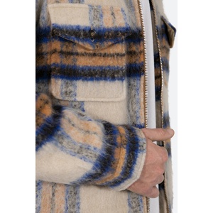 Veste en flanelle pour homme de haute qualité en laine à carreaux et mohair avec fermeture éclair - Product Image 4