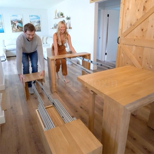 Ensemble de table à manger pour <span class=keywords><strong>4</strong></span> à 14 personnes, table à manger extensible en bois de 1 à 10 <span class=keywords><strong>pieds</strong></span> avec extension pour table de jeu - Product Image 2