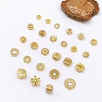 Manik-manik Spacer Vintage Berlapis Emas 18K F54 Brass, Bertekstur Bunga, untuk Pembuatan Perhiasan DIY Gelang Kalung