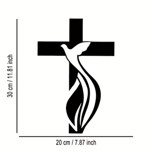 ของตกแต่งผนังโลหะรูปนกพิราบและไม้กางเขน - งานศิลปะสไตล์อาร์ตเดโคสุดหรูสำหรับตกแต่งบ้าน โบสถ์ สำนักงาน ห้องนั่งเล่น ของขวัญ - Product Image 3