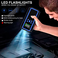 Q8 Tout-en-un 12V 16000mAh 1600A Démarreur d'urgence, Pompe à air 150PSI, Chargeur PD 65W et Moniteur de pression des pneus pour voitures compactes/motos