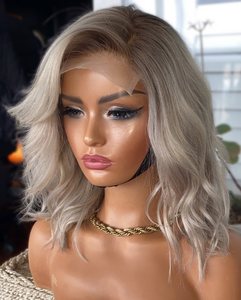 Parrucca frontale in pizzo Ombre Ash <span class=keywords><strong>biondo</strong></span> Bob cuticola allineata parrucche frontali in pizzo per <span class=keywords><strong>capelli</strong></span> umani con <span class=keywords><strong>capelli</strong></span> per bambini - Product Image 2