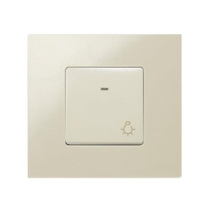 Pulsador luminoso color marfil con luz indicadora, ideal para iluminación en interiores y fácil instalación en sistemas eléctricos. - Product Image 1