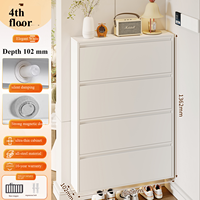 Armoire à chaussures étroite en acier à 3 portes avec portes anti-poussière rabattables pour salon, salle à manger, école ou entrepôt