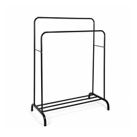 Porte-vêtements double poteau avec étagère à chaussures, support métallique autoportant robuste grande capacité pour chambre à coucher