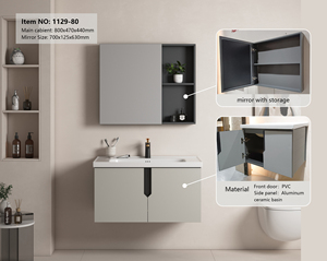 Espace nordique en aluminium salle de bain armoire combinaison petite unité salle de bain en céramique bassin intégré salle de bain armoire lavabo - Product Image 6