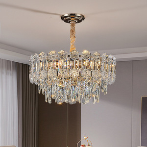 Crystal Chandelier Round Multi Head <b>Led</b> <b>Light</b> For Living Room Dining Room Villa Hall Home Ceiling Lamp E27 Switch Control - Product Image 2