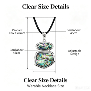 Collier pendentif en coquille d'ormeau naturelle, <span class=keywords><strong>bijoux</strong></span> en coquille irisée <span class=keywords><strong>avec</strong></span> <span class=keywords><strong>cordon</strong></span> tressé noir pour cadeau, vente en gros - Product Image 5