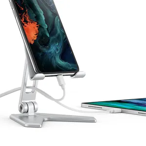 Soporte de escritorio portátil con soporte plegable ajustable aleación de metal aluminio soporte para teléfono y tableta hecho en China