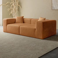 Canapé de salon droit minimaliste italien en velours côtelé, en mousse haute densité compressée sous vide, personnalisable pour maison et appartement