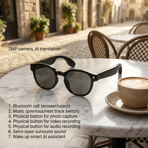 Gafas Inteligentes con Asistente de Voz IA, Transferencia Wi-Fi, Reconocimiento de Imágenes, Traducción de Conversaciones, Antivibración, 1080P - Product Image 1
