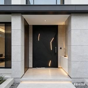 Puerta de Entrada Individual para Villa, de Aluminio Fundido, Estilo Contemporáneo, para Materiales de Construcción, Puerta Exterior - Product Image 6