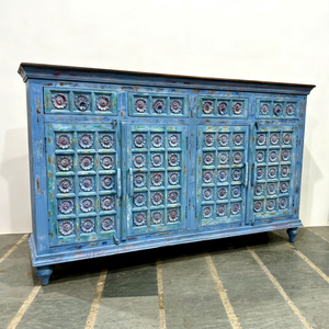 Aparador de Madera Maciza Tallada de Alta Calidad, Estilo Moderno Indio, con 2 Cajones y 3 Estantes, Garantía de 1 Año - Product Image 1