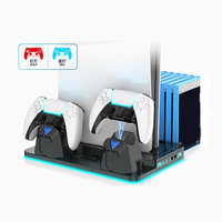 Station de charge rapide multifonctionnelle avec ventilateur de refroidissement et lumière RGB pour console et manette PS5/PS5 Pro/PS5 Slim