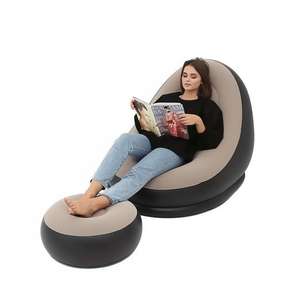 Fauteuil gonflable Myrva avec repose-pieds, siège de salon extérieur, design moderne, matériau PVC - Product Image 1