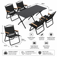 Table pliante portable en aluminium pour l'extérieur avec ensemble de chaises de camping pour pique-nique, voyage et rangement facile