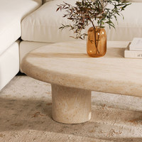 Table basse design irrégulière, table à thé moderne de luxe léger style Wabi Sabi avec motif marbré pour salon