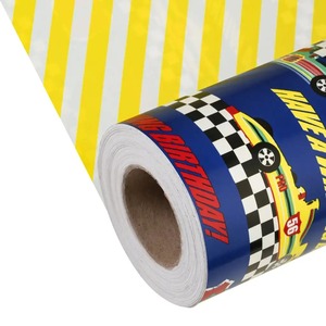 Custom Race Car Themed Birthday Gift <b>Wrap</b> <b>Paper</b> <b>Roll</b> 100GSM PE Coated Double-Sided Recyclable Eco-Friendly Digital Printing - Product Image 1