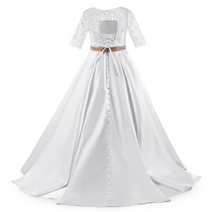 Commercio all'ingrosso 4-12 Anni Da Sera Lungo Dell'abito di Sfera di Pizzo Bianco Bambini <span class=keywords><strong>Damigella</strong></span> D'onore di Una Ragazza Comunione Dress Per La Cerimonia Nuziale - Product Image 6