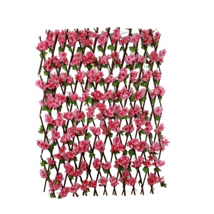 Artifical Plant Screen for Outdoor Privacy Expandable Garden Fence Privacy Screen with <strong>Artificial</strong> Willow <strong>Trellis</strong> and <strong>Flowers</strong> - Product Image 2