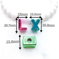 Perles en vrac en acrylique mélangé à grand trou, couleur métallique, placage UV, lettres uniques, pour la fabrication artisanale de sangles de téléphone et de pendentifs de sac DIY