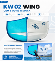 Kite Wingfoil KW02 de haute qualité en tissu nylon blanc et bleu lac 5m pour kitesurf, surf, skateboard, entraînement et foil à vent en aval