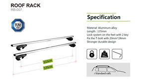 Barres transversales en aluminium pour toit, porte-bagages avec serrures antivol pour porte-bagages, canoë, kayak, porte-vélo - Product Image 4