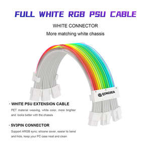 Cavi PSU RGB cavo di alimentazione GPU ARGB bianco completo <span class=keywords><strong>3</strong></span>*8(6 + <span class=keywords><strong>2</strong></span>) Kit cavo di prolunga strimmer Pin 5V 3Pin sincronizzato - Product Image 4