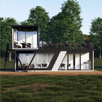 Magasin conteneur à deux étages de forme spéciale, café conteneur modulaire, magasin conteneur préfabriqué extérieur