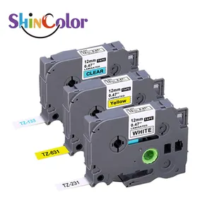 Fita de etiqueta ShinColor Premium Tze 231 TZE631 TZE133 12mm para Brother P-touch Label Printer Tz Label Tape