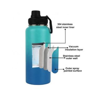 Bouteilles d'eau sportives en acier inoxydable avec logo personnalisé, 12oz/16oz/18oz/22oz/25oz/32oz/40oz, avec couvercles anti-fuite et poignées portables - Product Image 2