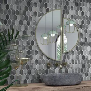 Sunwings Recycled Glass Mosaic Tile | Stock In US | Picket Gray Cement Looks Mosaics Wall And Floor Tile