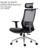 Chaise de bureau de direction ergonomique en tissu mesh noir avec accoudoirs, fonction de levage, rotation pivotante, design minimaliste