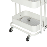 Chariot de rangement multifonctionnel robuste à 3 niveaux en fer blanc avec rebord surélevé, pliable, pour la beauté et la cuisine