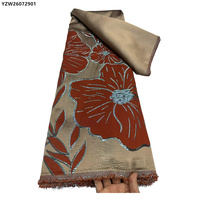 Kain Brokat Organza Bordir Bunga Besar Afrika, Kain Brokat Jacquard Prancis, Kain Brokat Jacquard Guinea Ungu untuk Gaun Pesta